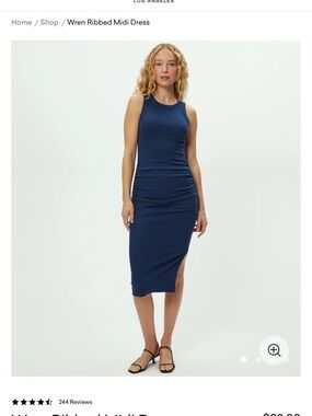 NWT Michael Stars Navy Ribbed Sleeveless Midi Dress